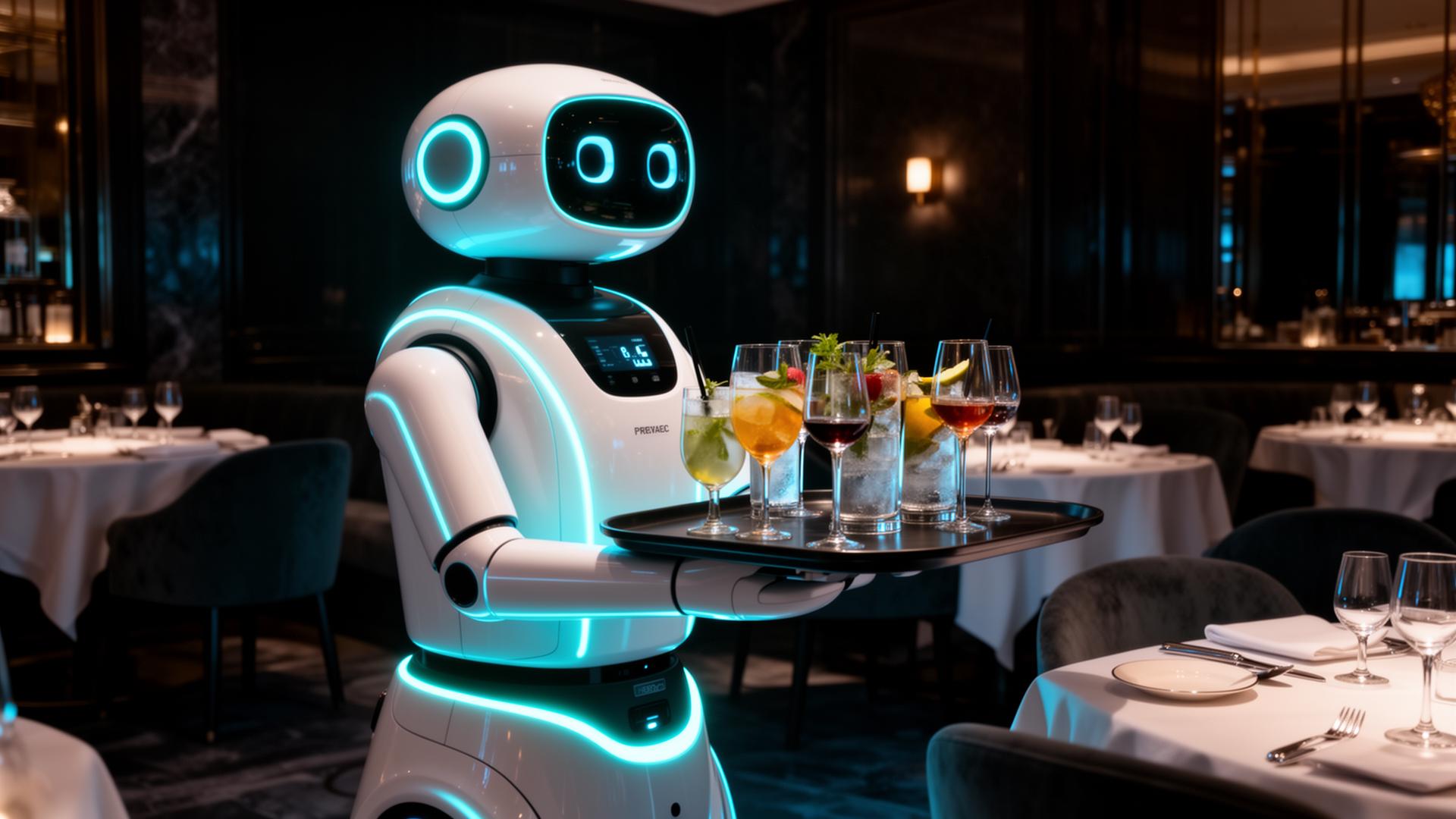 Robot serveur MonRobotServeur.com livrant des boissons